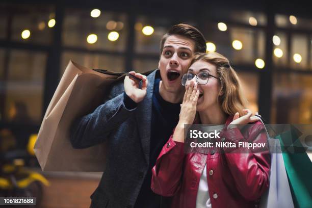Beautiful Young Couple Enjoying In Shopping Having Fun Together Consumerism Love Dating Lifestyle Concept Stock Photo - Download Image Now