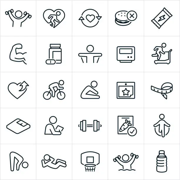 Vector illustration of Exercise And Fitness Icons