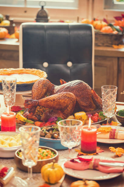 istock Traditional Stuffed Turkey with Side Dishes for Thanksgiving Day 1061822068