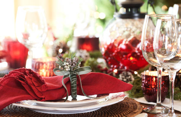 istock Christmas Holiday Dining Table Elegant Place Setting 1061822440