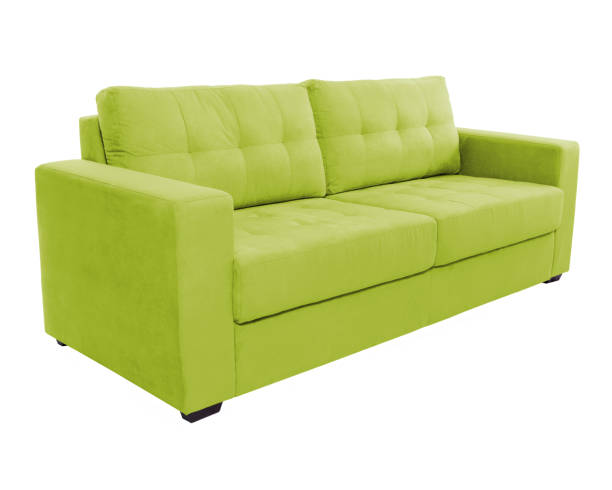 istock Three seats cozy color fabric sofa isolated on white background 1061823872