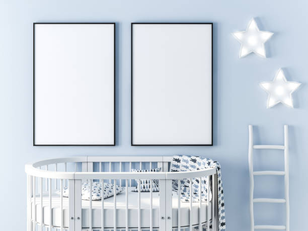 istock Kids room with poster frame mockup 3d rendering 1061824702
