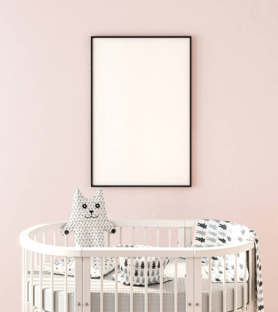 istock Kids room with poster frame mockup 3d rendering 1061824704