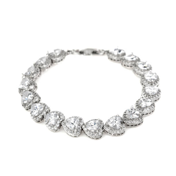 istock Silver diamond bracelet isolated on white background 1061829650