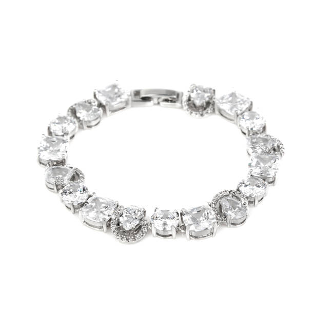 istock Silver diamond bracelet isolated on white background 1061829666