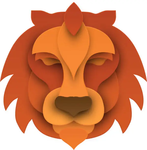 Vector illustration of Orange lion's head isolated on white.