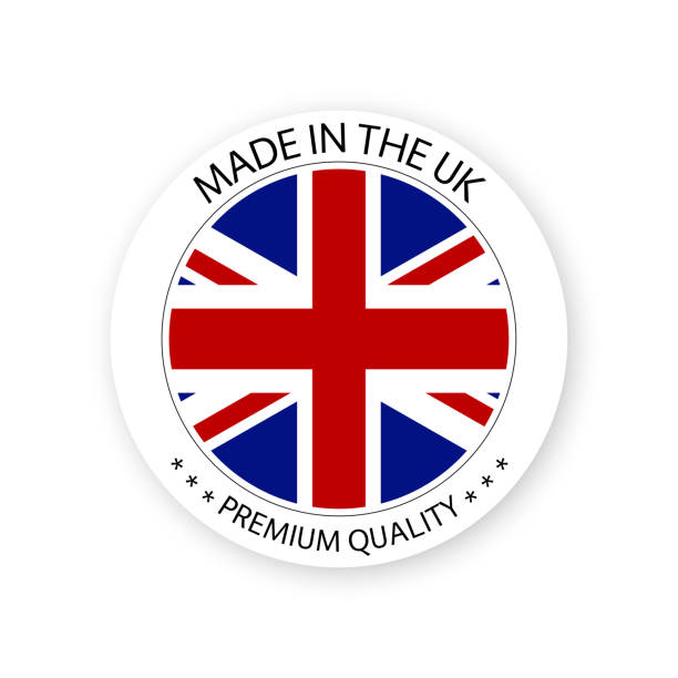 istock Modern vector Made in the UK label isolated on white background, simple sticker with British colors, premium quality stamp design, flag of Britain 1061832448