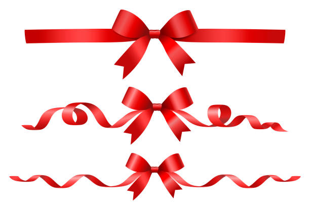 istock Set of decorative beautiful red bows with horizontal ribbons isolated on white. Vector bow 1061840766