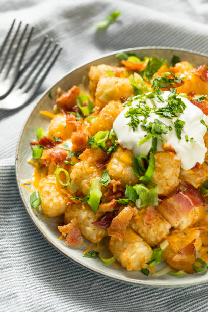 istock Spicy Homemade Loaded Taters Tots 1061844890