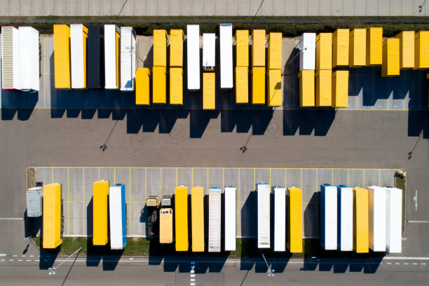 istock Aerial View of Cargo Containers and Distribution Warehouse 1061848114