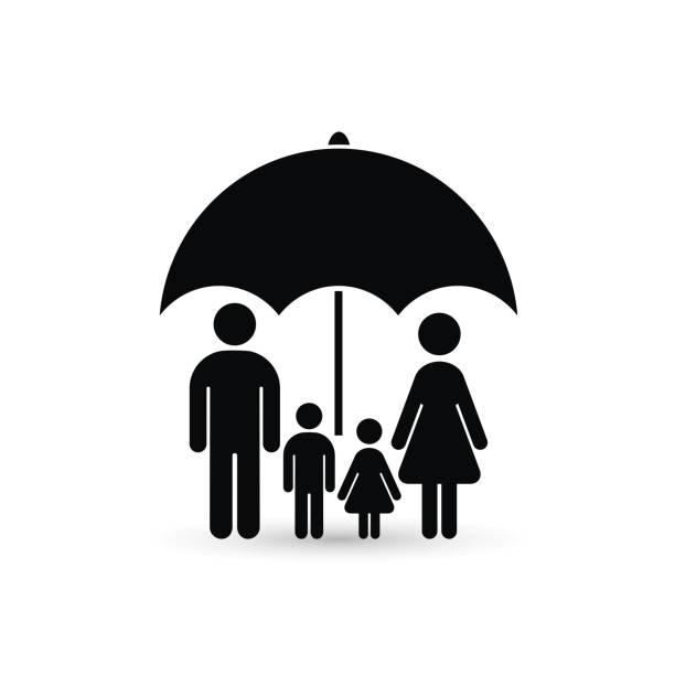 istock Family under umbrella icon. Family protect vector icon 1061851210