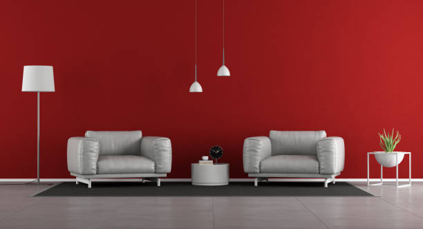 istock Minimalist living room with two armchairs 1061852476