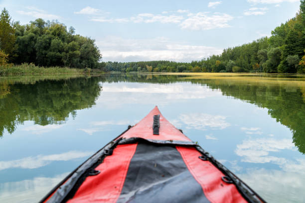 istock Red kayak on Danube river, Slovakia 1061861770