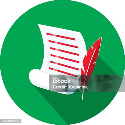 istock Christmas Flat Design Icon Santa Letter with feather pen 1061866382