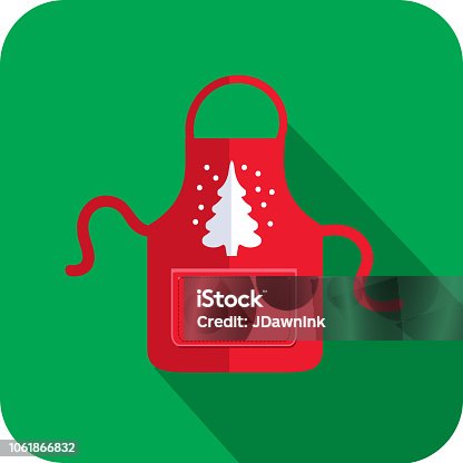 istock Christmas Flat Design Icon Red apron with white christmas tree 1061866832