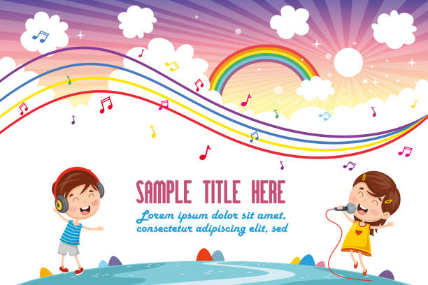 illustrazioni stock, clip art, cartoni animati e icone di tendenza di illustrazione vettoriale di musica per bambini - childrens music
