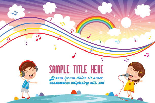 векторная иллюстрация детской музыки - childrens music stock illustrations