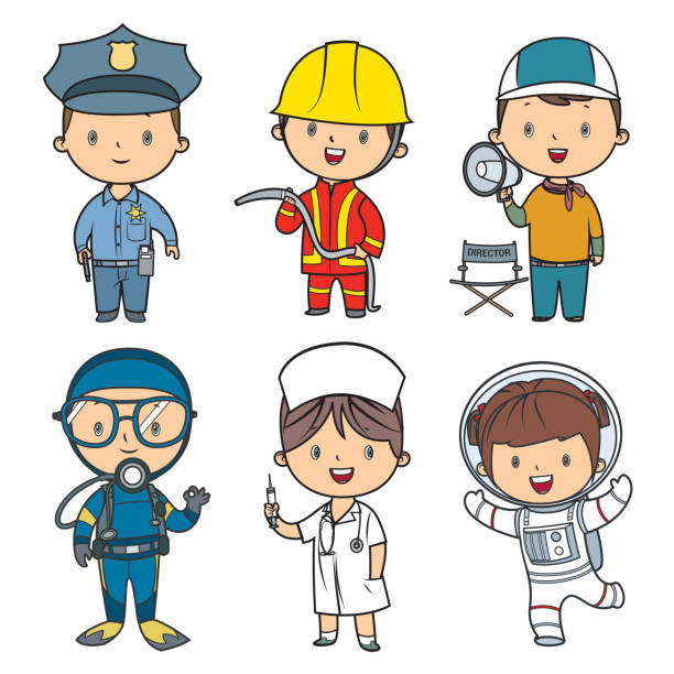 Professions kids set Vector professions kids set nurse clipart stock illustrations