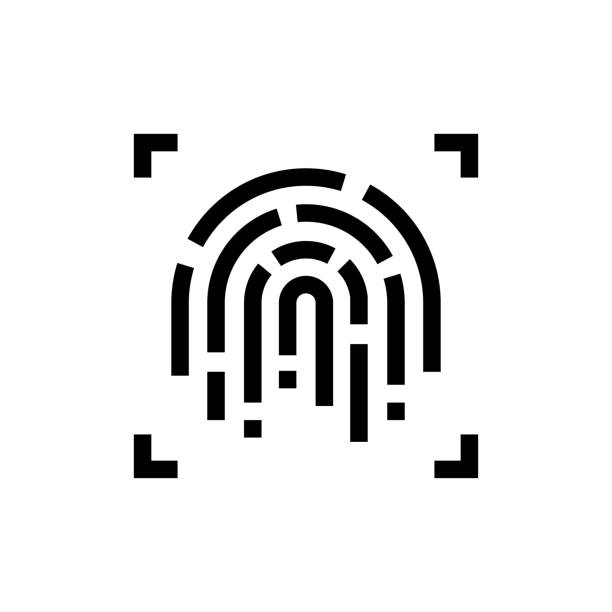 ilustrações, clipart, desenhos animados e ícones de ícone de linha de impressão digital - fingerprint thumbprint human finger track