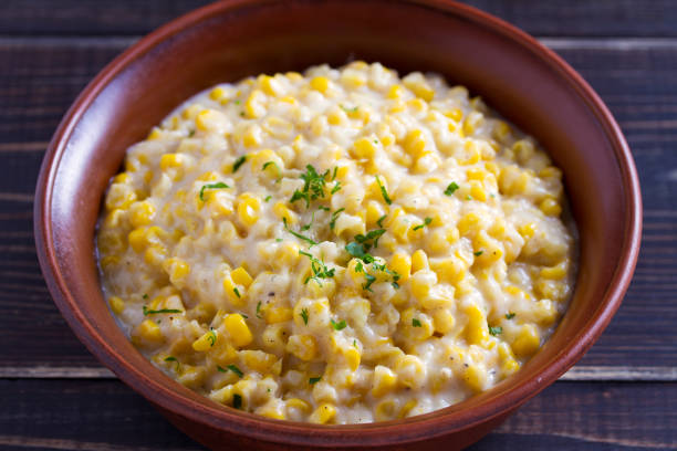 istock Sweet and creamy skillet corn. Homemade corn dish 1061874004