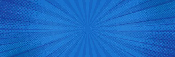 Vector illustration of Vintage pop art blue background. Banner vector illustration
