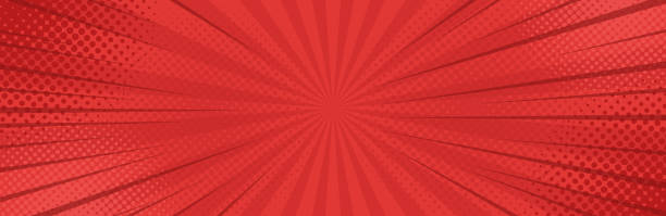 ilustraciones, imágenes clip art, dibujos animados e iconos de stock de fondo vintage rojo del arte pop. ilustración de vector de banner - poster backgrounds paper sunbeam