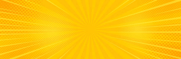 Vintage pop art yellow background. Banner vector illustration Vintage pop art yellow background. Banner vector illustration. yellow sunburst background stock illustrations