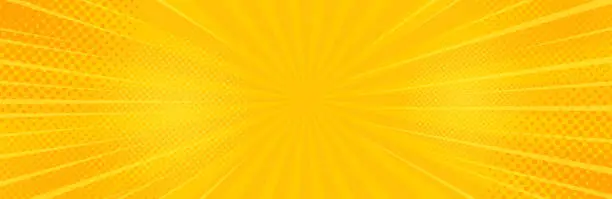 Vector illustration of Vintage pop art yellow background. Banner vector illustration