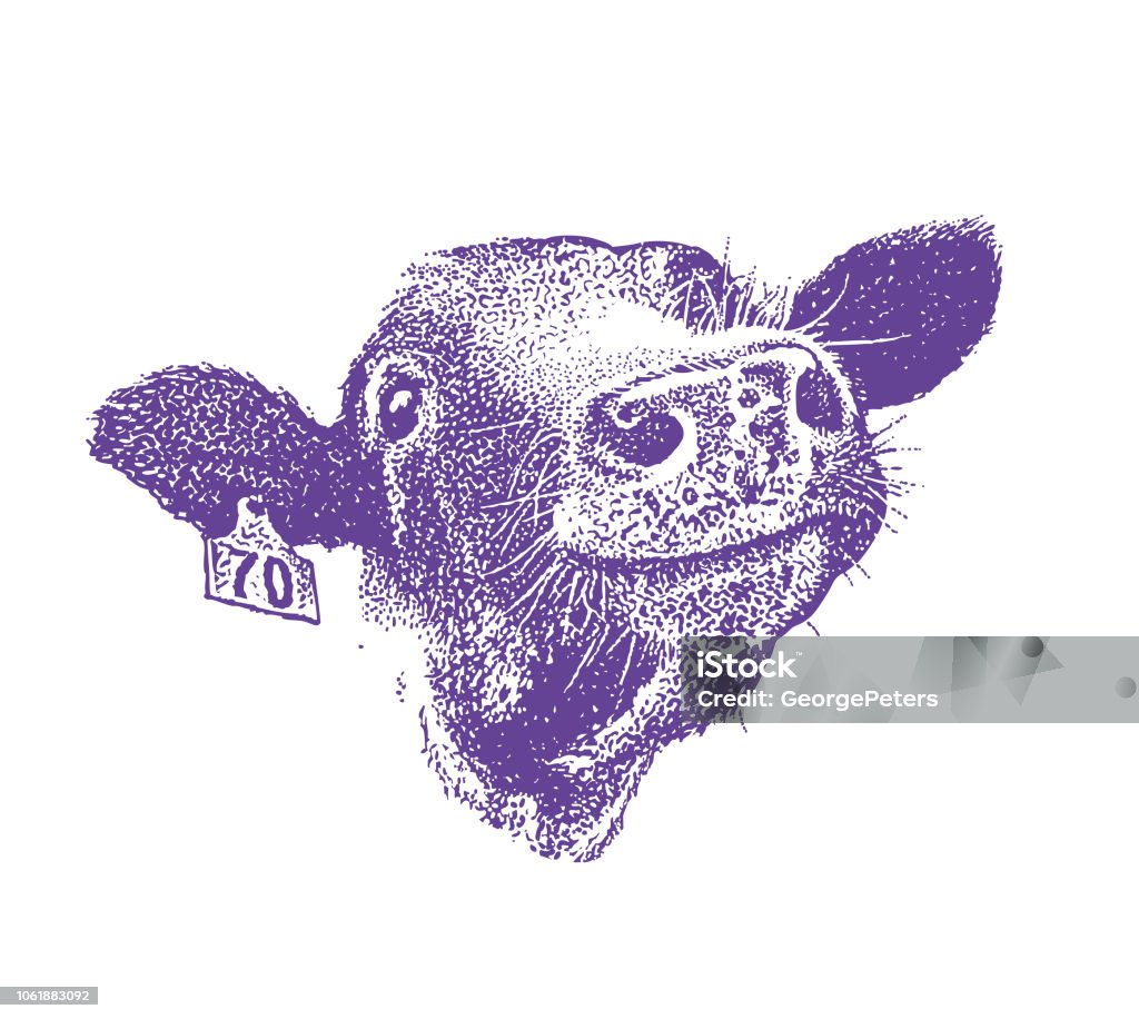 Close up of happy smiling cow Stipple illustration Close up of happy smiling cow Domestic Cattle stock vector