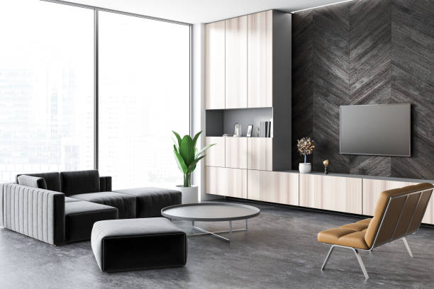 istock Loft modern living room corner, dark 1061883114