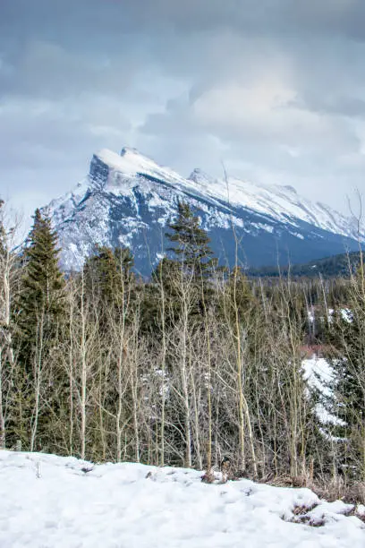Mount Rundle in Banff National Park in the Canadian Rockies - winter