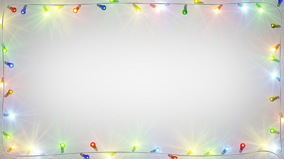 Very wide Christmas border with fir branches, Golden cones, red bows and balloons and other decorations isolated on white.