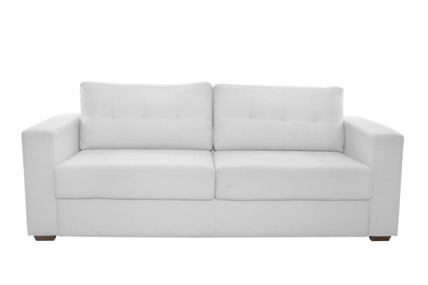 istock Three seats cozy color fabric sofa isolated on white background 1061925184