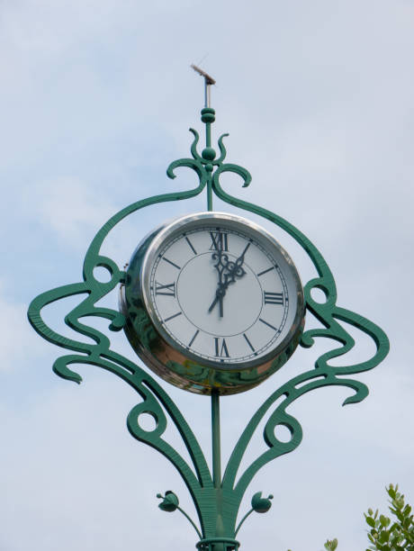 istock Close up Street clock against a cloudy sky with space in daytime 1061931070