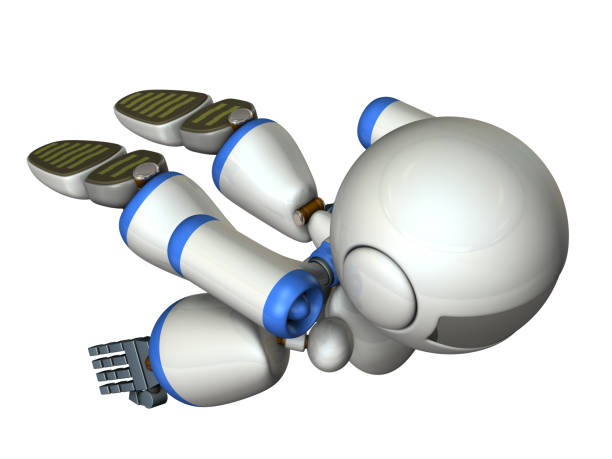 istock Cool robot flying in the sky. It is strongly brave. 1061932740