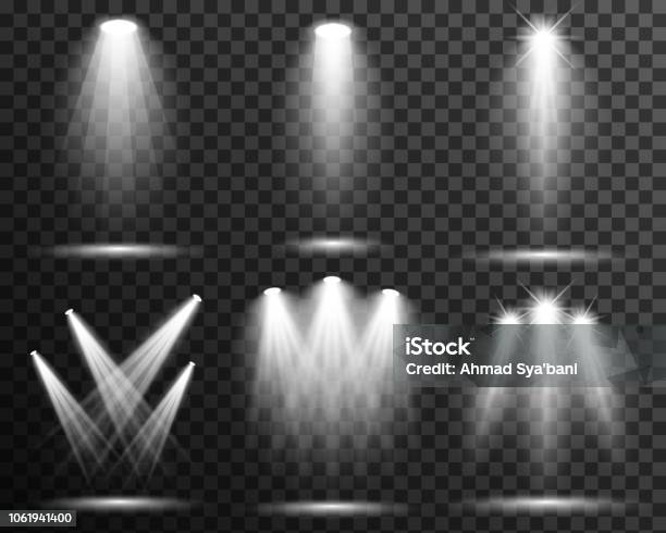 Spotlight Illuminated Scene Set Collection Vector Transparent Stock Illustration - Download Image Now