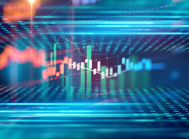 istock stock market investment graph with indicator and volume data. 1061941412