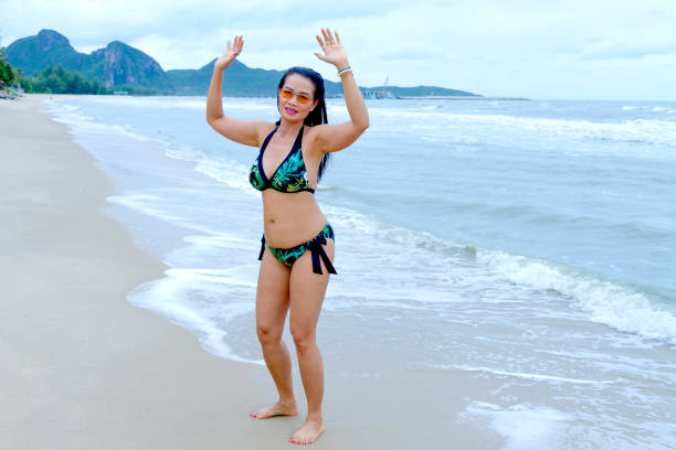 istock Woman shape with bikini on beach at Klong Wan beach 1061946940
