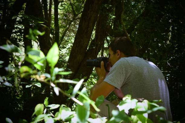 istock Photographer taking pictures in a forest 1061955208