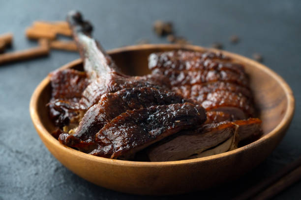 chinese roast goose with dark background