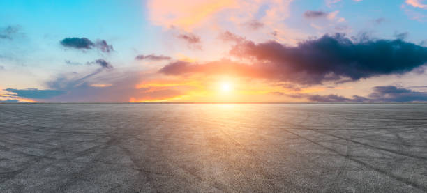 istock Circuit road and dramatic sky panorama at sunset 1061986472