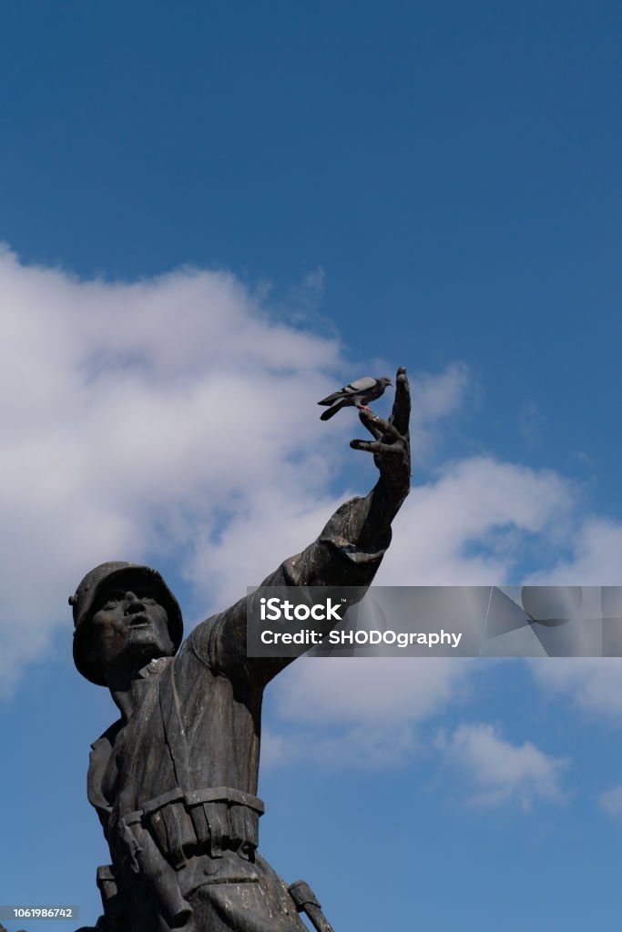 Ankara, Turkey - October 05, 2019: The Victory Monument is located in Ulus Square in Ankara. It was built in 1927 by Heinrich KRIPPEL. Statue of Ataturk Ankara - Turkey Stock Photo