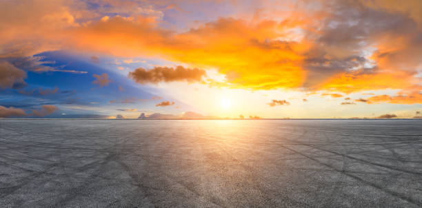 istock Circuit road and dramatic sky panorama at sunset 1061988346