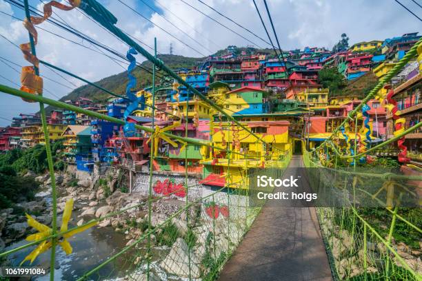 Hanging Bridge Connecting To Stobosa Mural A Valley Of Colors In La Trinidad Benguet Baguio City Stock Photo - Download Image Now