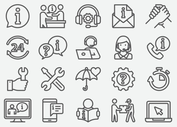 Customer Service and Support Line Icons Customer Service and Support Line Icons assistant icon stock illustrations