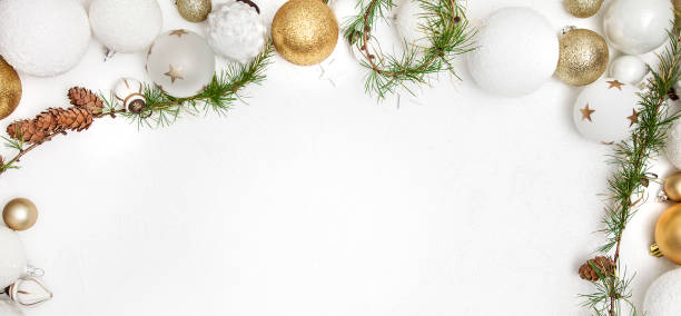 istock Christmas white wood background with  white and gold decoration 1062002108