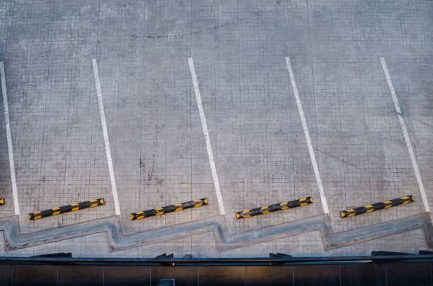 four parking places from above, empty parking, view from above