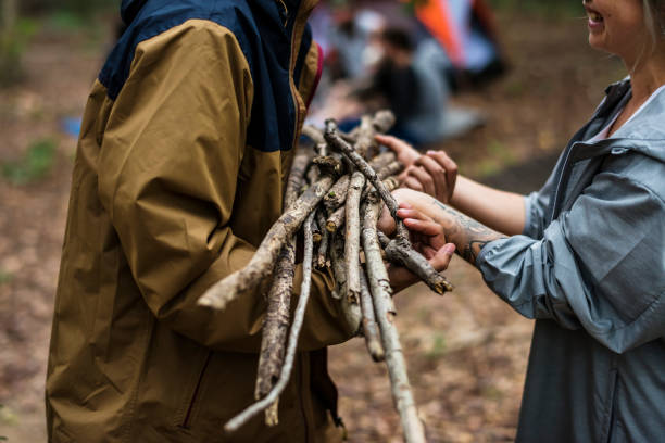 istock Friends camping in the forest together 1062021446