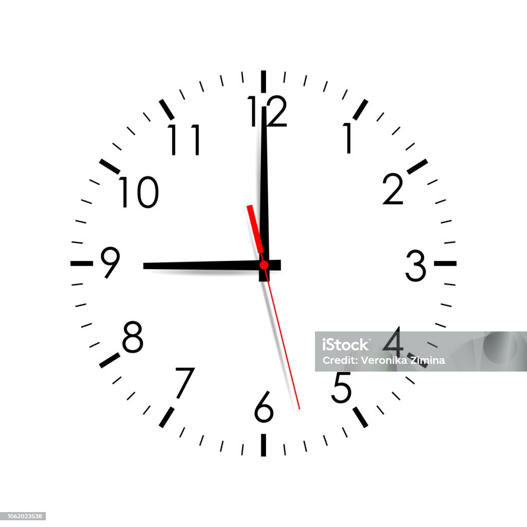 시계 얼굴에 고립 된 흰색 배경까지 조롱입니다. 9 시 - 로열티 프리 벽 시계 벡터 아트