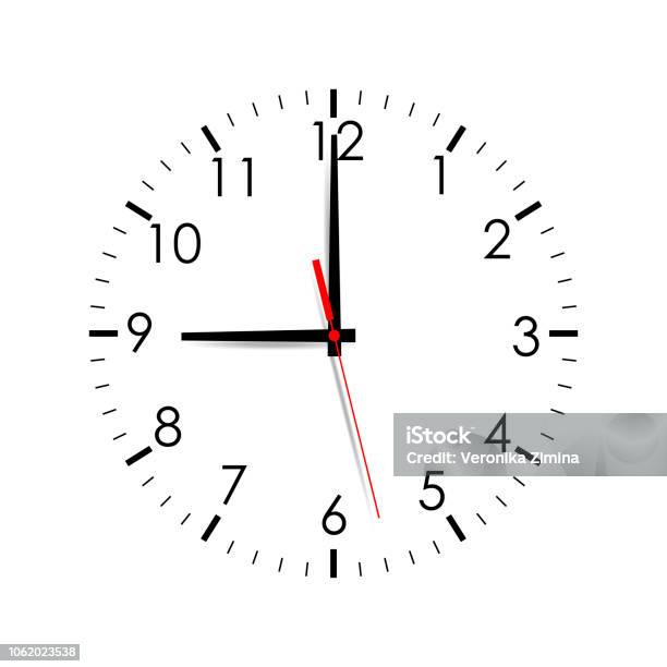 Saat Yüzü Üzerinde Izole Beyaz Arka Plan Kadar Sahte 09 00 Stok Vektör Sanatı & Saat türleri‘nin Daha Fazla Görseli